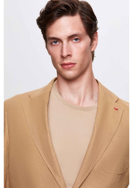 Ds Damat Regular Fit Bej Düz Kumaş Ceket