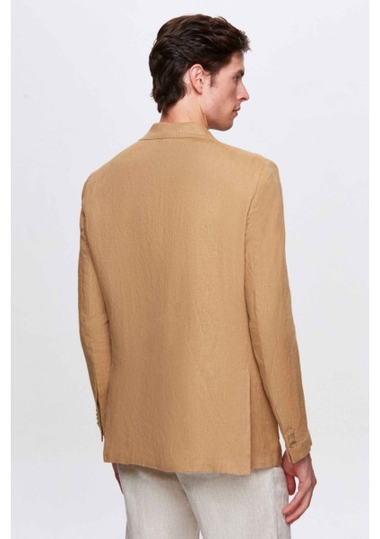 Ds Damat Regular Fit Bej Düz Kumaş Ceket
