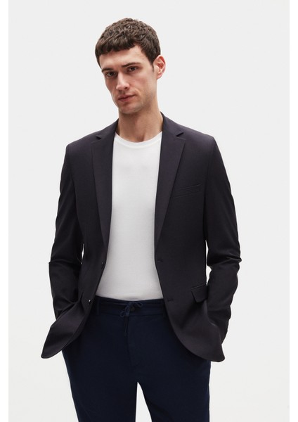 Ds Damat Slim Fit Lacivert Çizgili Kumaş Ceket