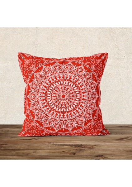 red Bohemian Mandala Çift Taraflı Kırlent Kılıfı 2 Adet