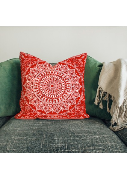 red Bohemian Mandala Çift Taraflı Kırlent Kılıfı 2 Adet