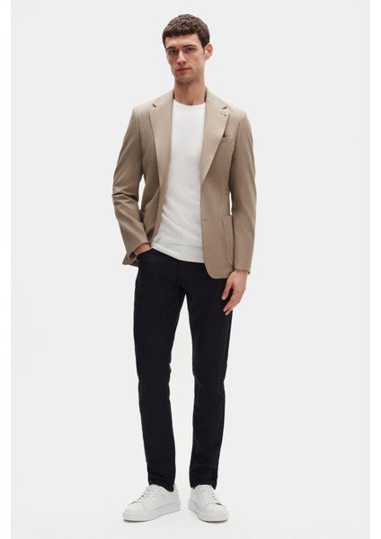 Ds Damat Slim Fit Bej Örme Kumaş Ceket
