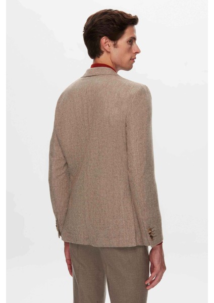 Ds Damat Slim Fit Vizon Armürlü Kumaş Ceket