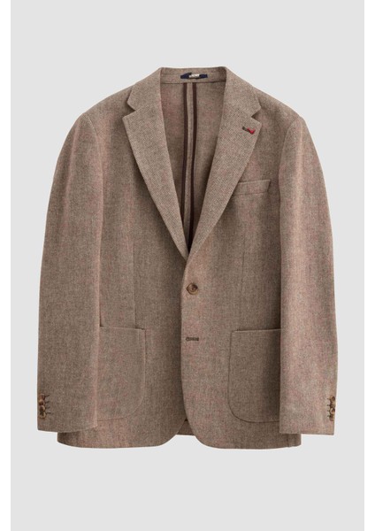 Ds Damat Slim Fit Vizon Armürlü Kumaş Ceket