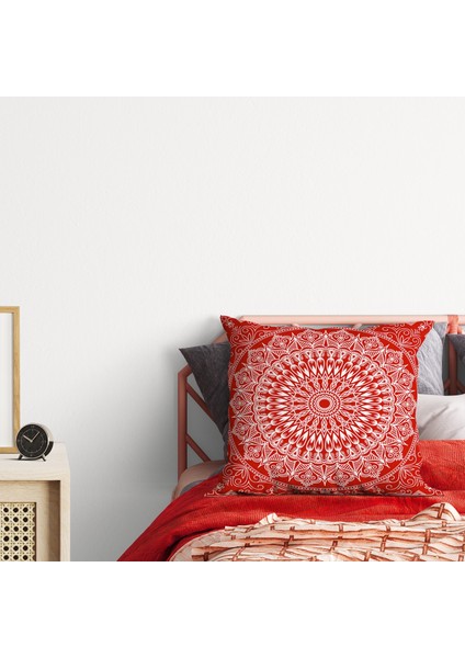 red Bohemian Mandala Çift Taraflı Kırlent Kılıfı 2 Adet