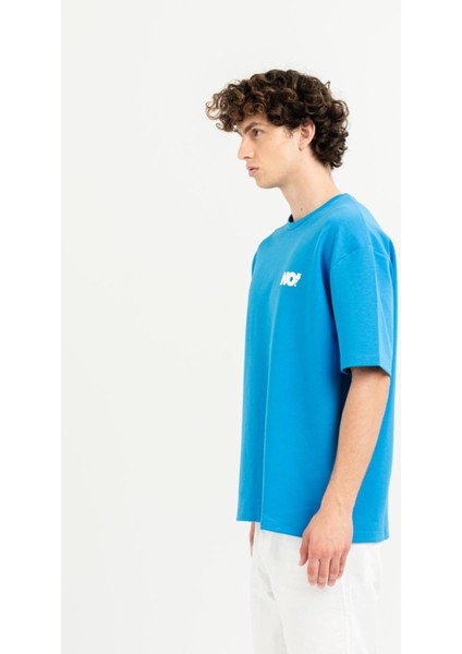 Bisiklet Yaka Göğsü Baskılı Overize Basic Erkek T-Shirt indirimleri