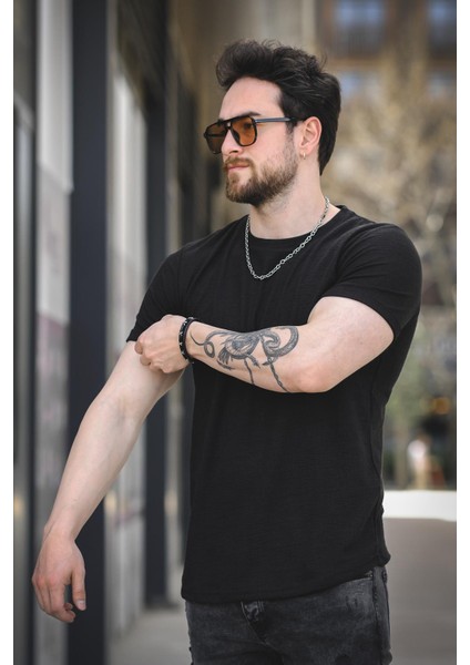 Bld 737 Jakar Kumaş Eteği Oval Bisiklet Yaka Comfort Erkek Tshirt