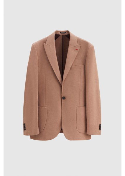 Slim Fit Kahverengi Armürlü Uçan Blazer Kumaş Ceket indirimleri