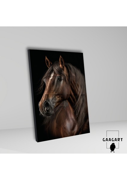 Tekli Dikey Kanvas Duvar Tablosu Koyu Kahverengi Asil At fiyatları