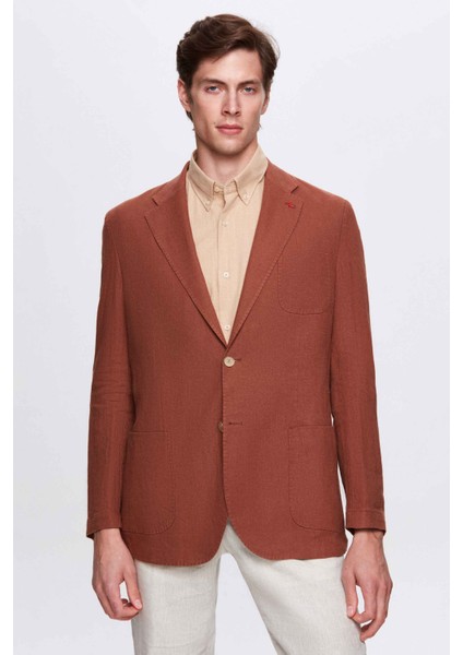 Ds Damat Regular Fit Tarçın Düz Kumaş Ceket