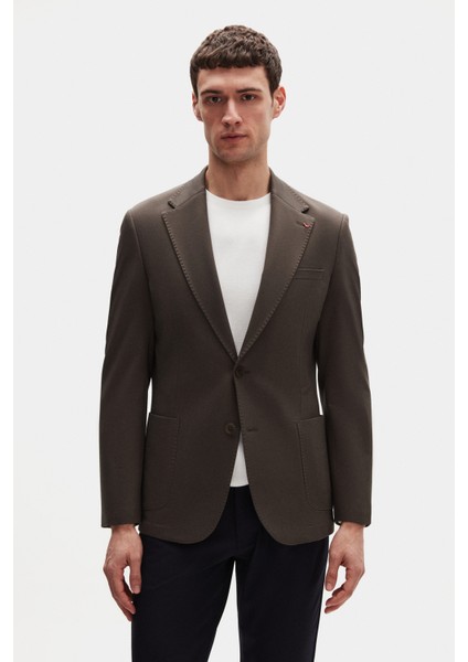 Ds Damat Slim Fit Haki Örme Kumaş Ceket