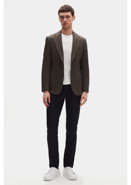 Ds Damat Slim Fit Haki Örme Kumaş Ceket