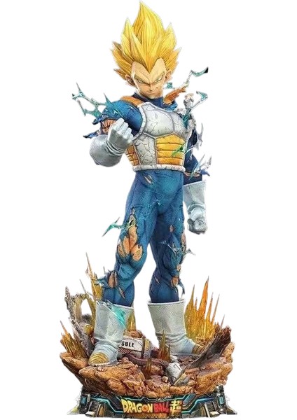 55CM Dragonball Süper Saiyan Üç Başlı Heykel Vegeta Büyük Boy El Yapımı Heykel Modeli Süsler Hediye (Yurt Dışından)