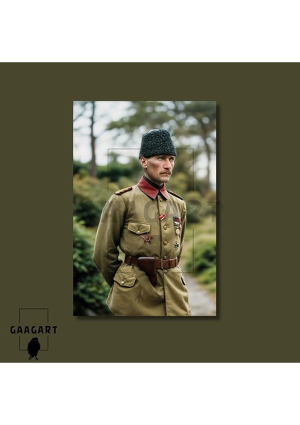 Tekli Dikey Kanvas Duvar Tablosu Renkli Üniformalı Atatürk modelleri