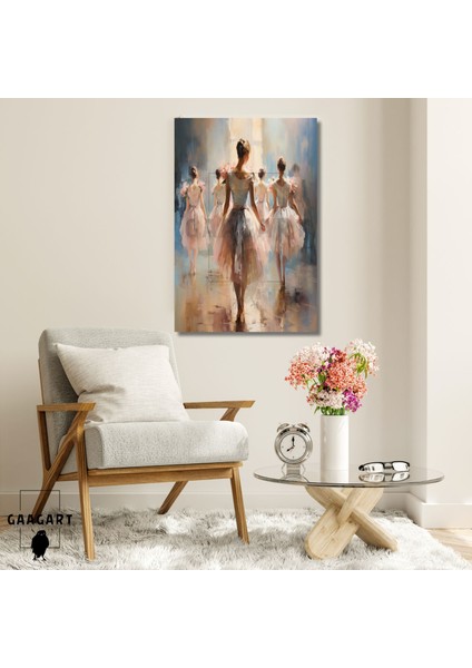 Tekli Dikey Kanvas Duvar Tablosu Soft Balerin Kızlar