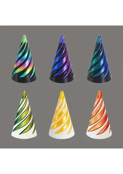 3D Baskılı Spiral Koni Oyuncak Heykeli Geçmeli Piramit Oyuncak Mini Girdap Iplik Illüzyonu (Yurt Dışından)