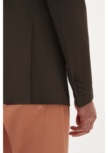 Ds Damat Slim Fit Haki Çizgili Kumaş Ceket modelleri