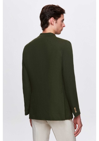 Ds Damat Regular Fit Haki Düz Kumaş Ceket