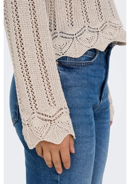 Kadın Regular Fit V Yaka Bej Örme Kazak - 15339529 fiyatları