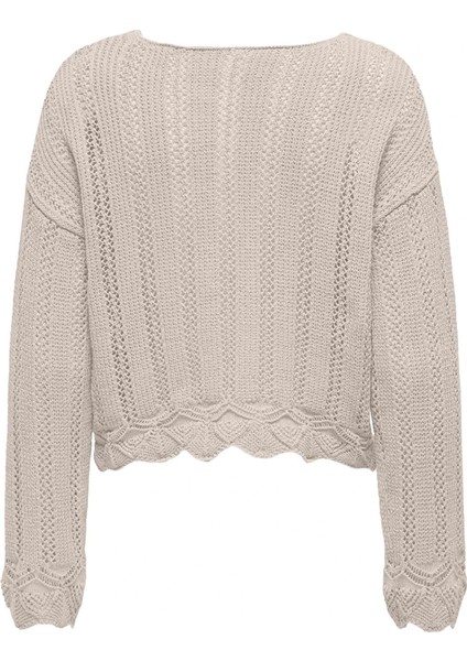 Kadın Regular Fit V Yaka Bej Örme Kazak - 15339529 indirimleri