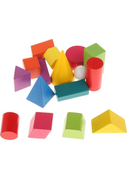 16PCS 3D Şekiller Ahşap Oyuncaklar Bloklar Çocuk (Yurt Dışından)
