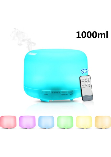 1000ML Ultrasonik Nemlendirici Aromaterapi Difüzörü Rc 7 Renkli LED Gece Lambası (Yurt Dışından)