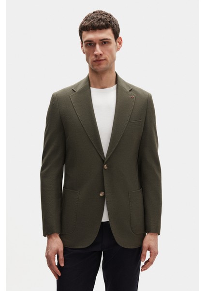 Ds Damat Regular Fit Haki Düz Kumaş Ceket