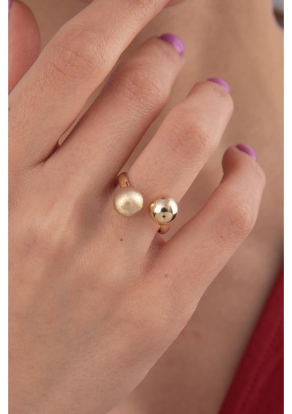 14 Ayar Altın Mini Ikiz Topçuklar Yüzük fiyatları