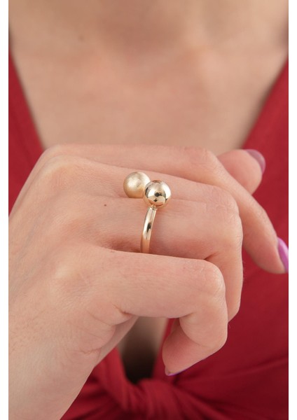 14 Ayar Altın Mini Ikiz Topçuklar Yüzük modelleri