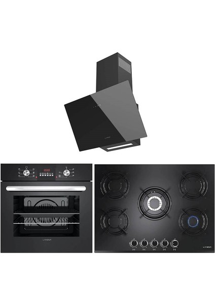 Crystal 3206B01 - G17402-101 - 3220B6 5'li Siyah Cam Ankastre Set
