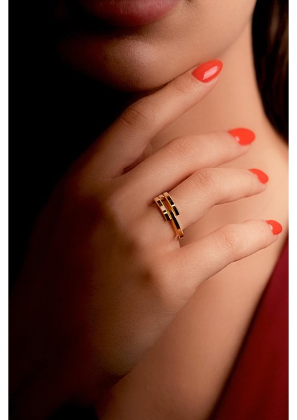 22 Ayar Görünümlü 14 Ayar Altın Kaburga Ajda Yüzük