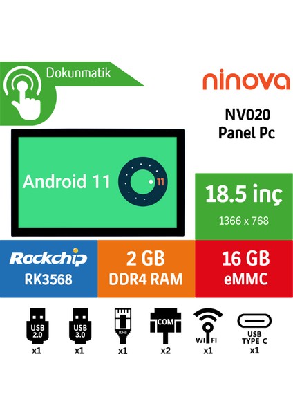NV020 Rockchip RK3568 2gb 16GB Emmc Android/linux 18.5" E