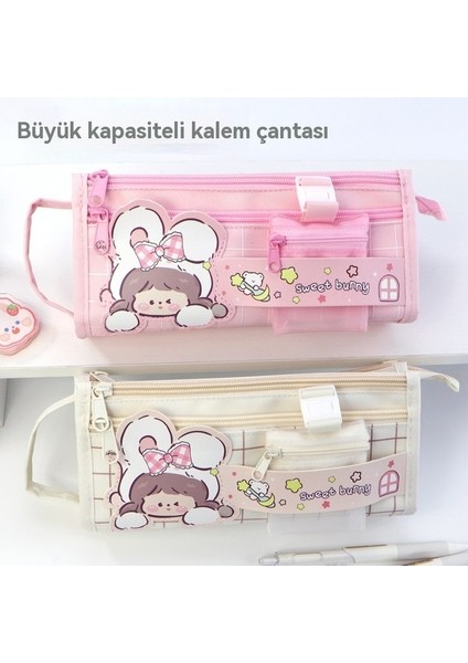 Büyük Kapasiteli Çok Fonksiyonlu Kanvas Kalem Kutusu (Yurt Dışından)