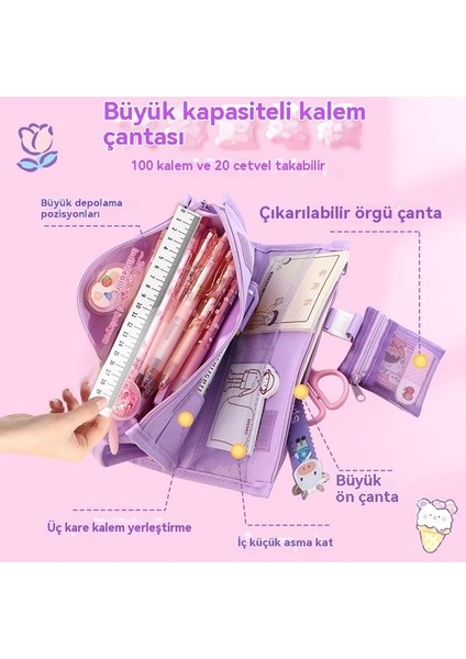 Büyük Kapasiteli Çok Fonksiyonlu Kanvas Kalem Kutusu (Yurt Dışından)
