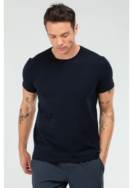3'lü Basic Regular Fit Pamuklu Erkek Siyah Lacivert Beyaz Tişört