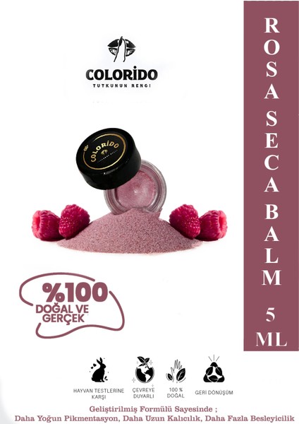 Colorido Bálsamo Rosa Seca Nemlendirici Antioksidan Işıltı Veren E-Vitamin Krem Balm(Ruj,far,allık)