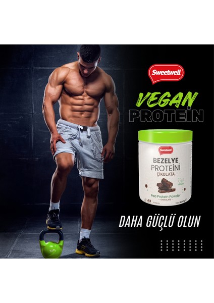 Çikolata Aromalı Vegan Bezelye Proteini Tozu 400 gr x 3 Adet - %83 Protein Içerir Pae Protein Powder Chocolate