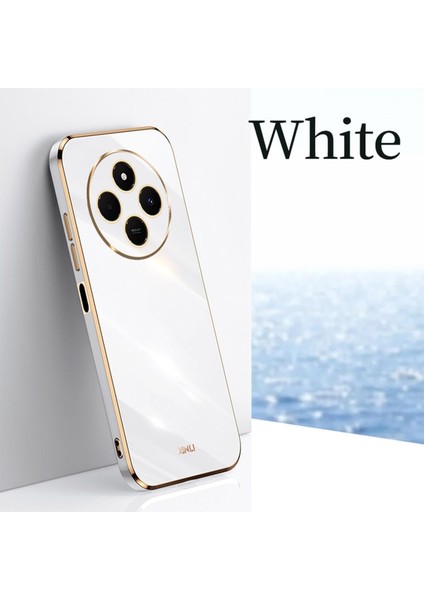 Xiaomi Redmi 14C Kılıf Kamera Korumalı Parlak Gold Altın Işlemeli Kenarlı Yumuşak Silikon Kapak