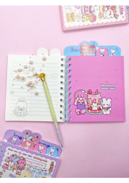 Sevimli Tavşan Ayraçlı A5 Not Defteri (14X18 Cm) - Mor modelleri