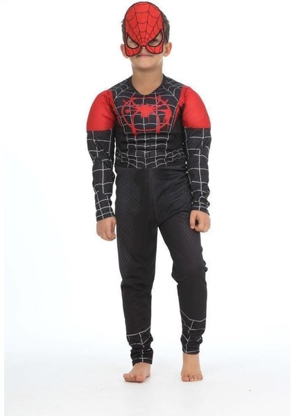 Black Spderman Kostüm Örümcek Adam Kaslı Kostüm