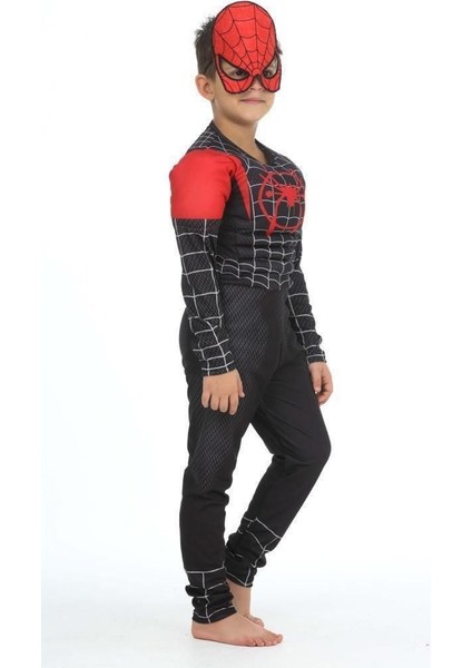 Black Spderman Kostüm Örümcek Adam Kaslı Kostüm