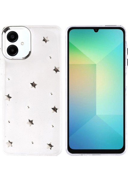 Samsung Galaxy A06 Kılıf Köşeler Airbag Tasarımlı Simli Şeffaf Kutup Kapak