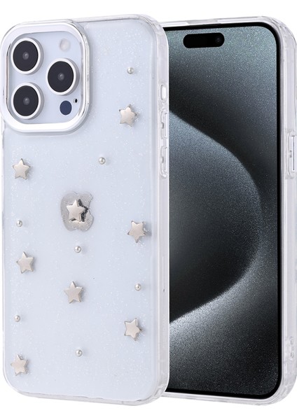 Apple iPhone 16 Pro Max Kılıf Köşeler Airbag Tasarımlı Simli Şeffaf Kutup Kapak