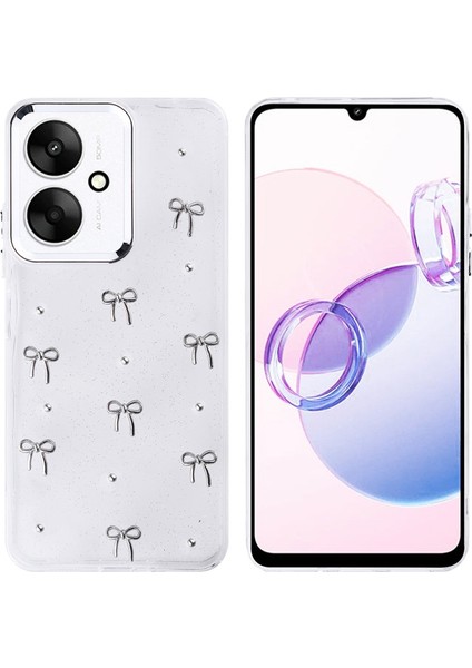 Xiaomi Poco C65 Kılıf Köşeler Airbag Tasarımlı Simli Şeffaf Kutup Kapak
