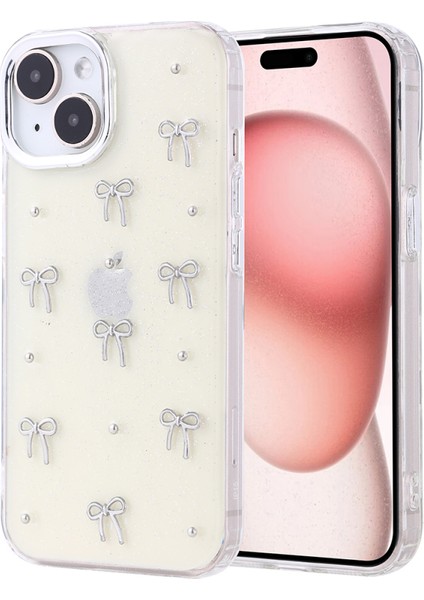 Apple iPhone 13 Kılıf Köşeler Airbag Tasarımlı Simli Şeffaf Kutup Kapak