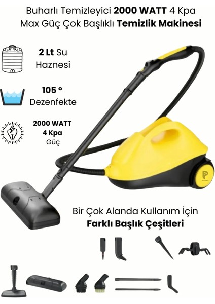 Ast-01 Çok Fonksiyonlu Buharlı Temizlik Makinesi | 2000W Güçlü Buhar, 2l Su Kapasitesi fiyatları