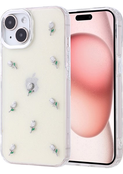 Apple iPhone 14 Kılıf Köşeler Airbag Tasarımlı Simli Şeffaf Kutup Kapak
