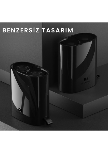 K8 Suya Taşınabilir Seyahat Boy Çift Yönlü Kavisli 3d Döner Başlıklı Şarjlı Tıraş Makinesi