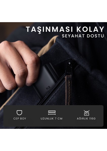 K8 Suya Taşınabilir Seyahat Boy Çift Yönlü Kavisli 3d Döner Başlıklı Şarjlı Tıraş Makinesi