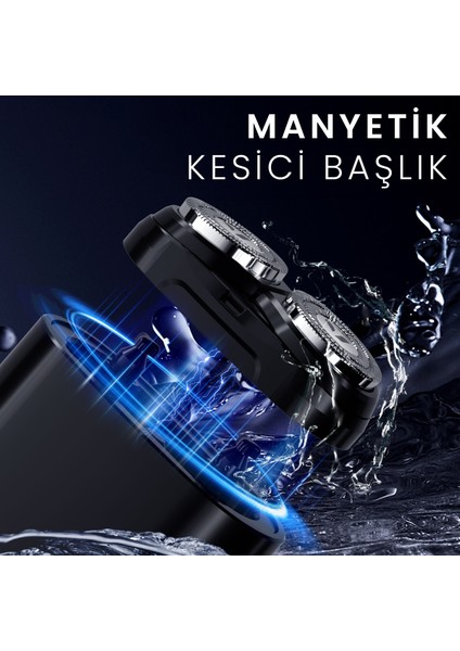 K8 Suya Taşınabilir Seyahat Boy Çift Yönlü Kavisli 3d Döner Başlıklı Şarjlı Tıraş Makinesi